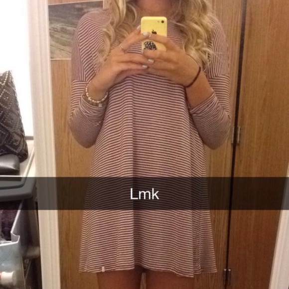 Volcom Long Sleeve Striped Tee Shirt Dress - Picture 2 of 3